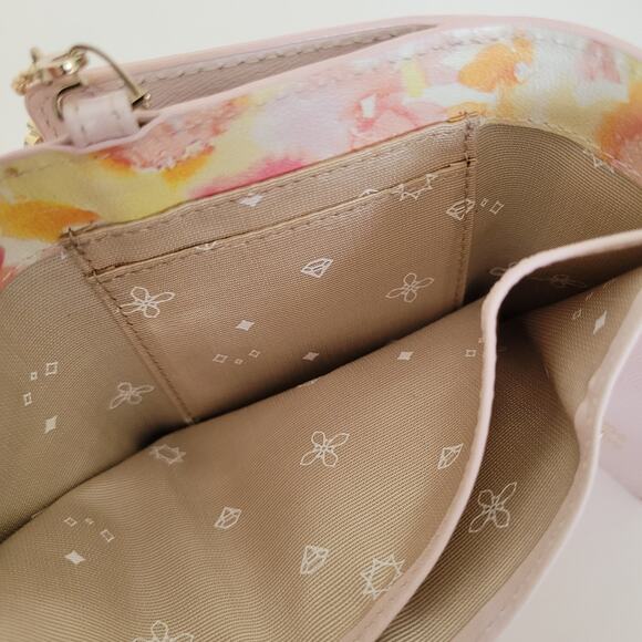 4C Luria Light Pink Saffiano Leather Wallet Floral Charm Designer Cute Small - Picture 7 of 10